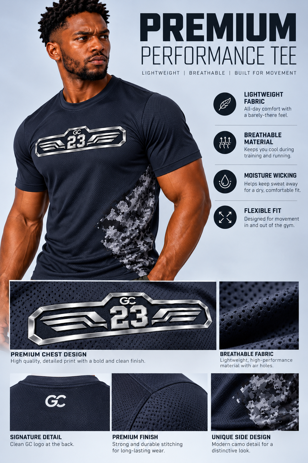 Gc 23 Pro Training Tee- Breathable Air Holes Fabric
