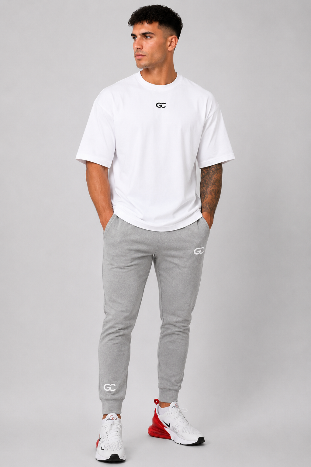 GC JOGGER&OVERSIZE TEE-GREY&WHITE