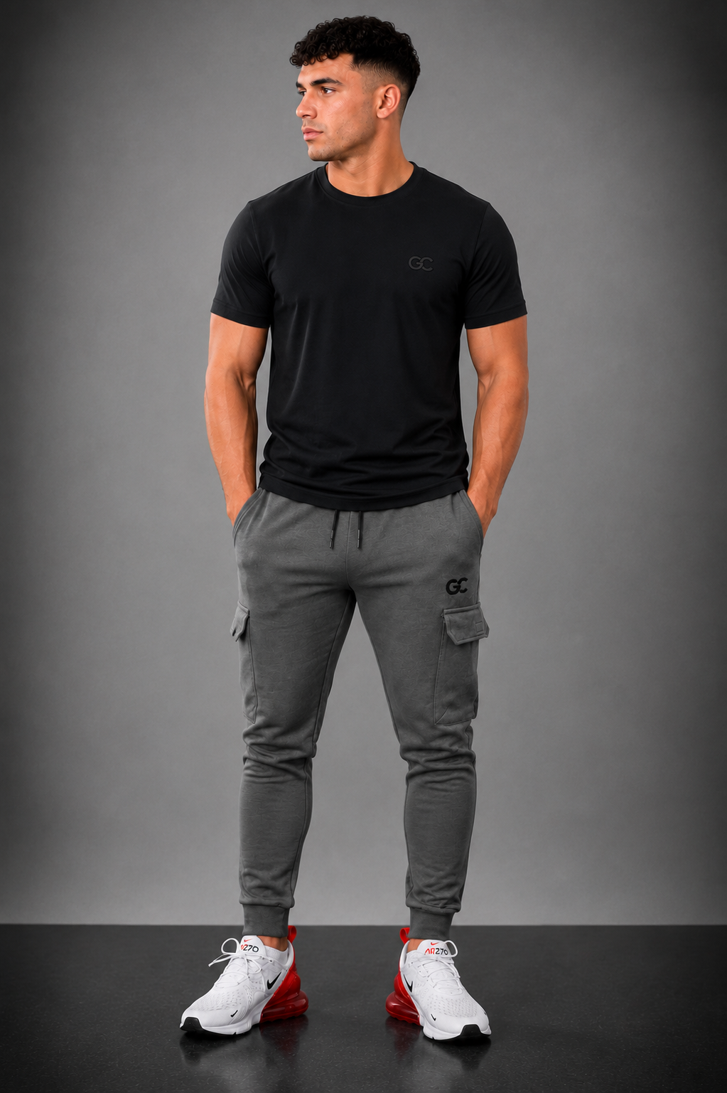 GC CARGO&SIGNATURE TEE SET-IN GREY&BLACK
