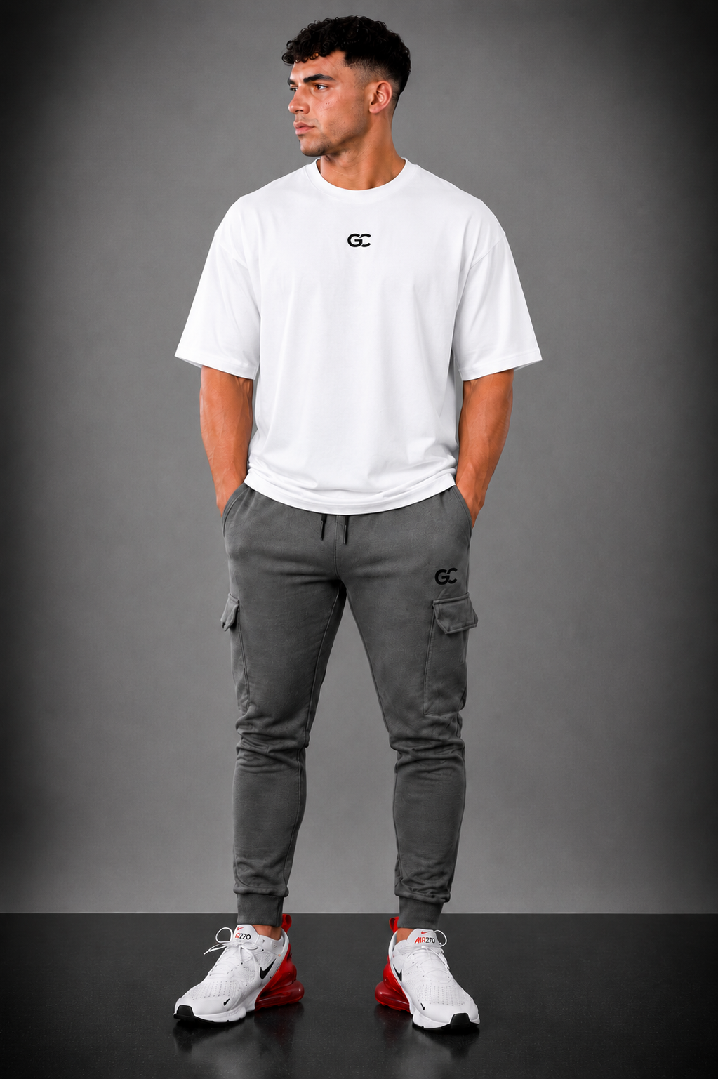 GC CARGO&OVERSIZE TEE SET-IN GREY&WHITE