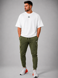 GC CARGO&OVERSIZE TEE SET-IN OLIVE GREEN&WHITE