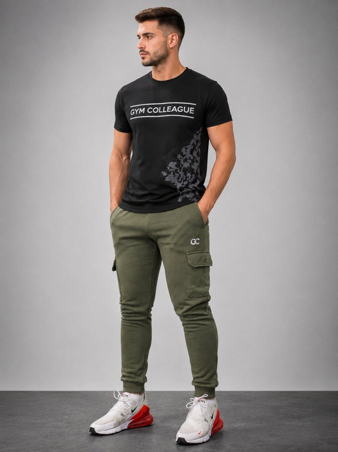 GC CARGO&PRO TEE SET-IN OLIVE GREEN&BLACK
