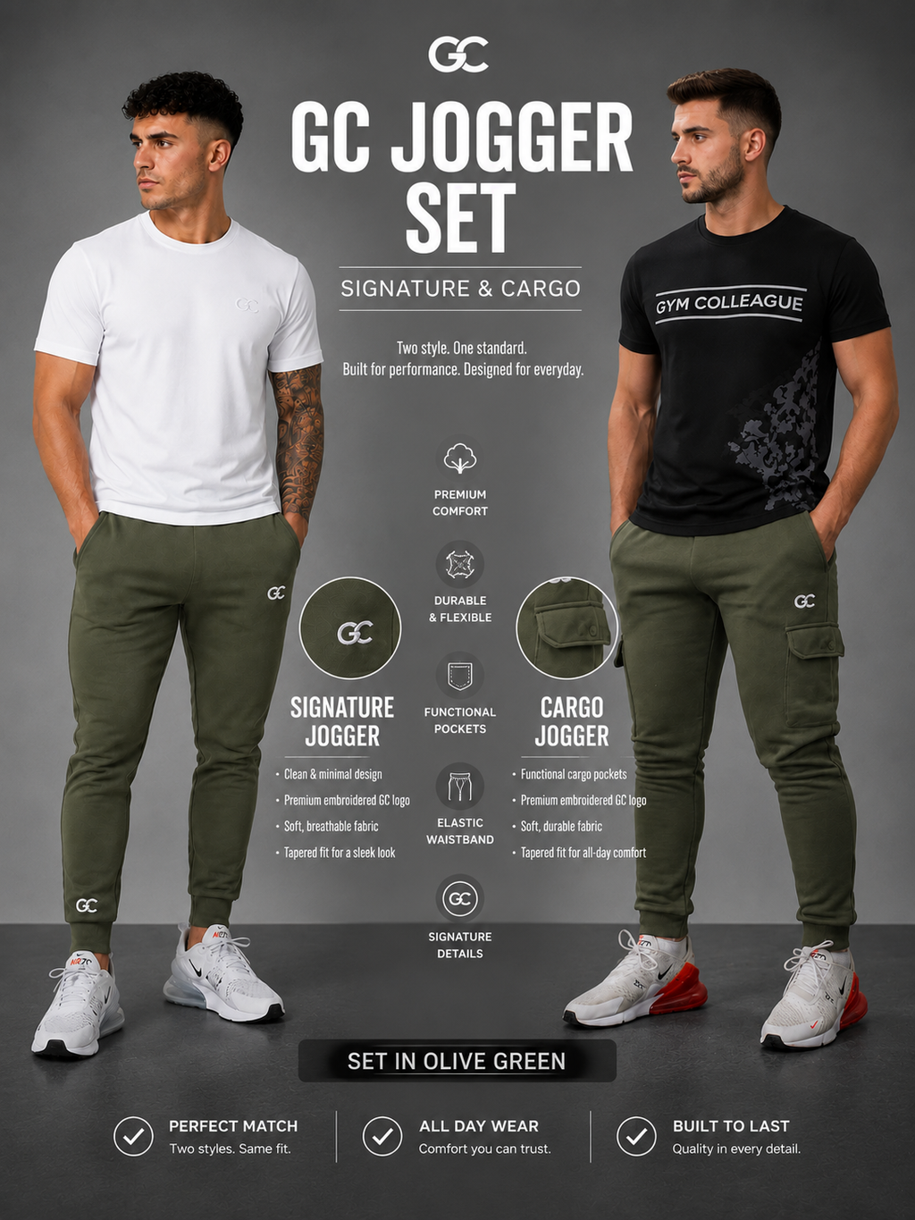 GC SIGNATURE&CARGO JOGGER SET-IN OLIVE