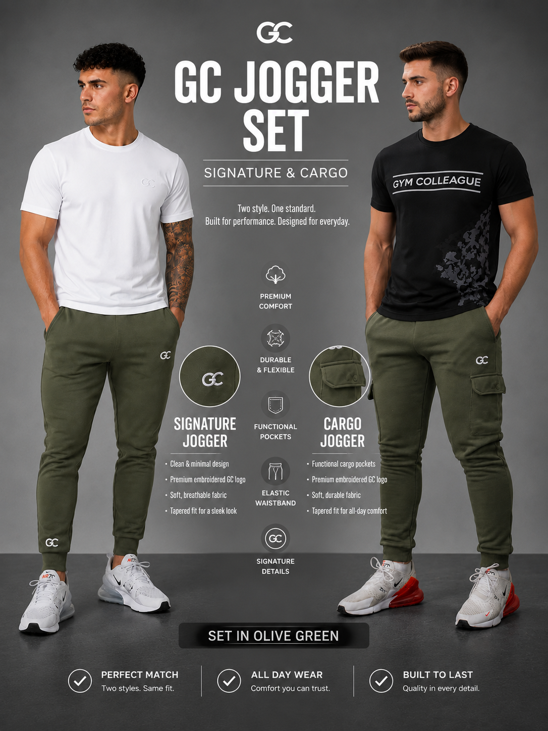GC SIGNATURE&CARGO JOGGER SET-IN OLIVE