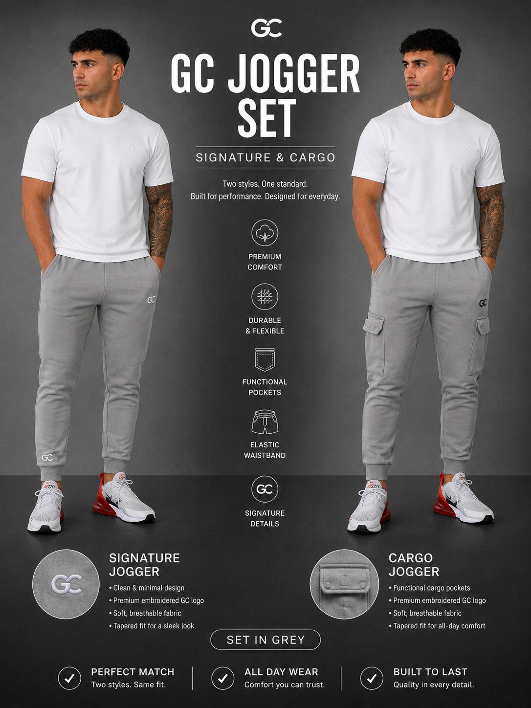 GC SIGNATURE&CARGO JOGGER SET-IN STONE GREY