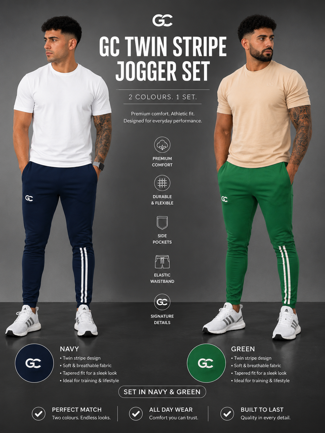 GC PRO JOGGER SET GREEN&NAVY BLUE