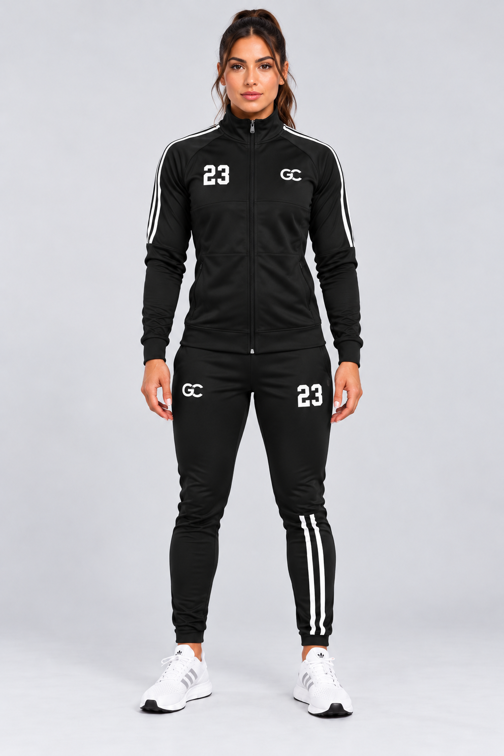 Gc Pro-23 Tracksuit - Muscle Fit Full zip & Petite Jogger Set - Black