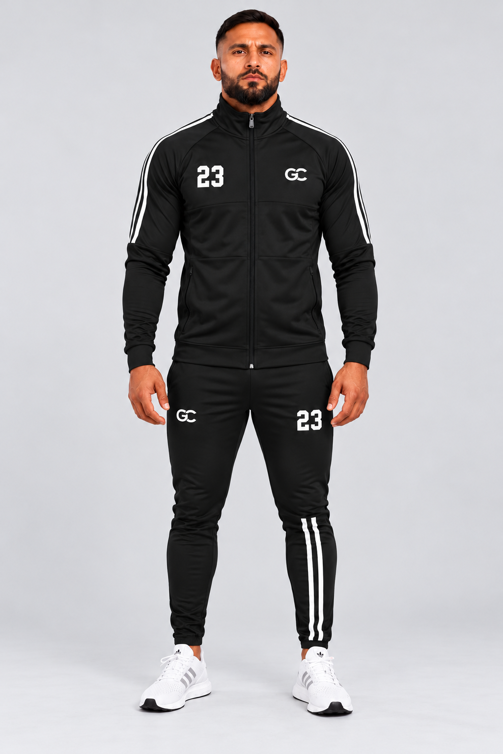 Gc Pro-23 Tracksuit - Muscle Fit Full zip & Petite Jogger Set - Black
