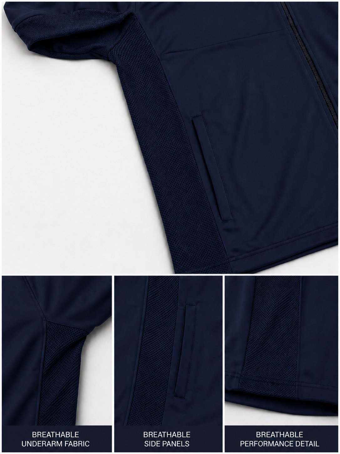 summer Full Zip Performance Jacket in Navy Blue
